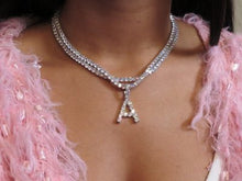 Load image into Gallery viewer, Diamond Tennis Initial Necklace + Pendant