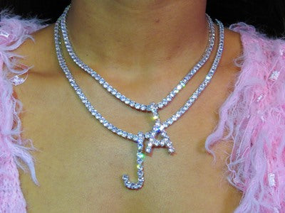 Diamond Tennis Initial Necklace + Pendant