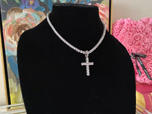 Load image into Gallery viewer, Deluxe Iced Cross Pendant &amp; Tennis Chain Eternity Necklace

