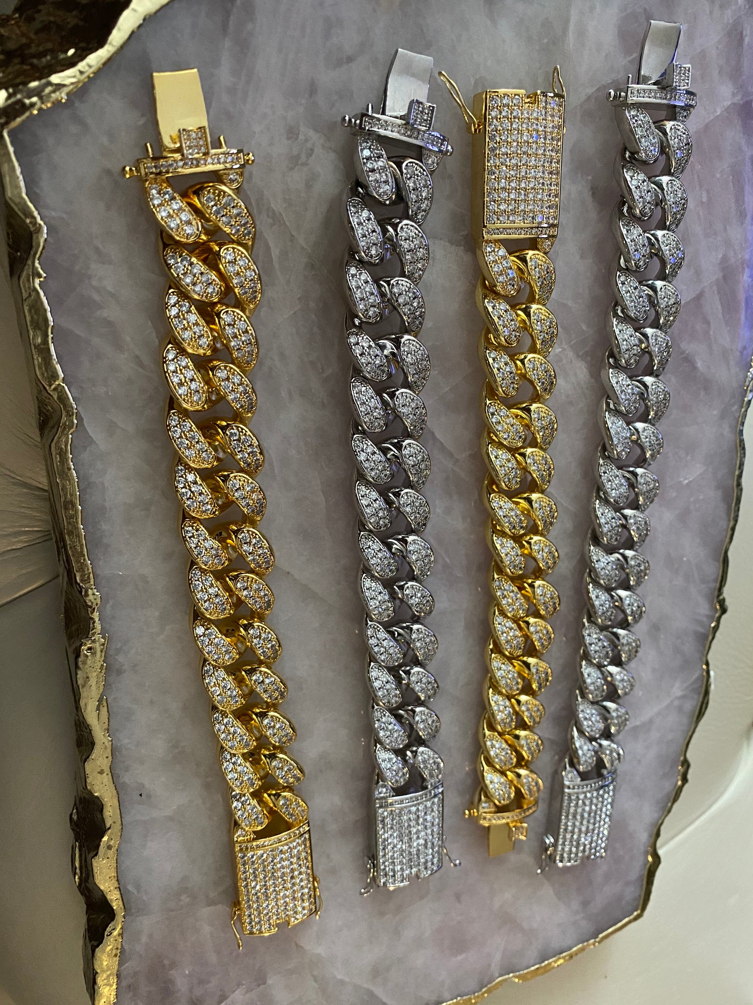 Gold Cuban Chain Bracelet For Men Women 12MM Male Iced Out Hip Hop Jewelry  8inch - Walmart.com