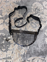 Load image into Gallery viewer, Ultra-Mod Convertible Caged Wire Half Moon Purse - Fabric Belt Strap w/ Dog Tag Keychain Clutch Bag
