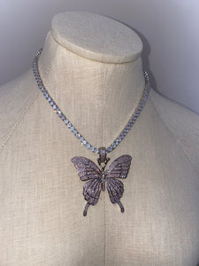Pure Sparkle Pave Butterfly Pendant & Tennis Chain Necklace
